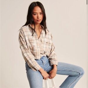 ABERCROMBIE & FITCH 90s Cropped Flannel Shirt Size Medium